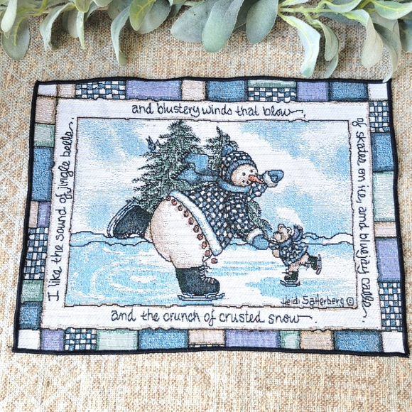 Set of 8 winter placemats | Vintage Mohawk Home | "Sounds of Bells" - Picture 1 of 6
